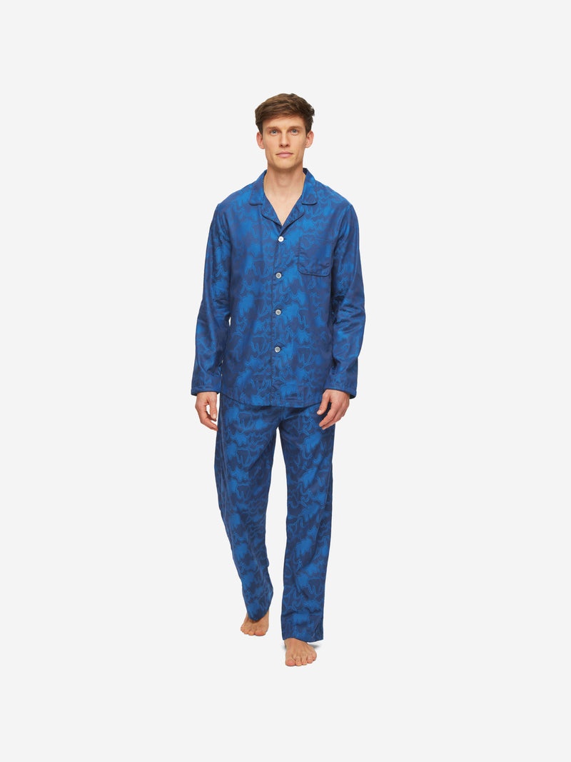 Men's Modern Fit Pyjamas Paris 23 Cotton Jacquard Navy - 4