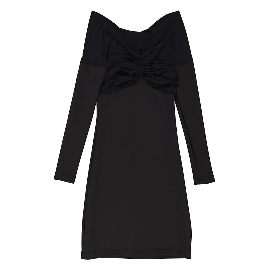 Burberry Gathered-Detail Off-Shoulder Long Sleeve Midi Dress - 1