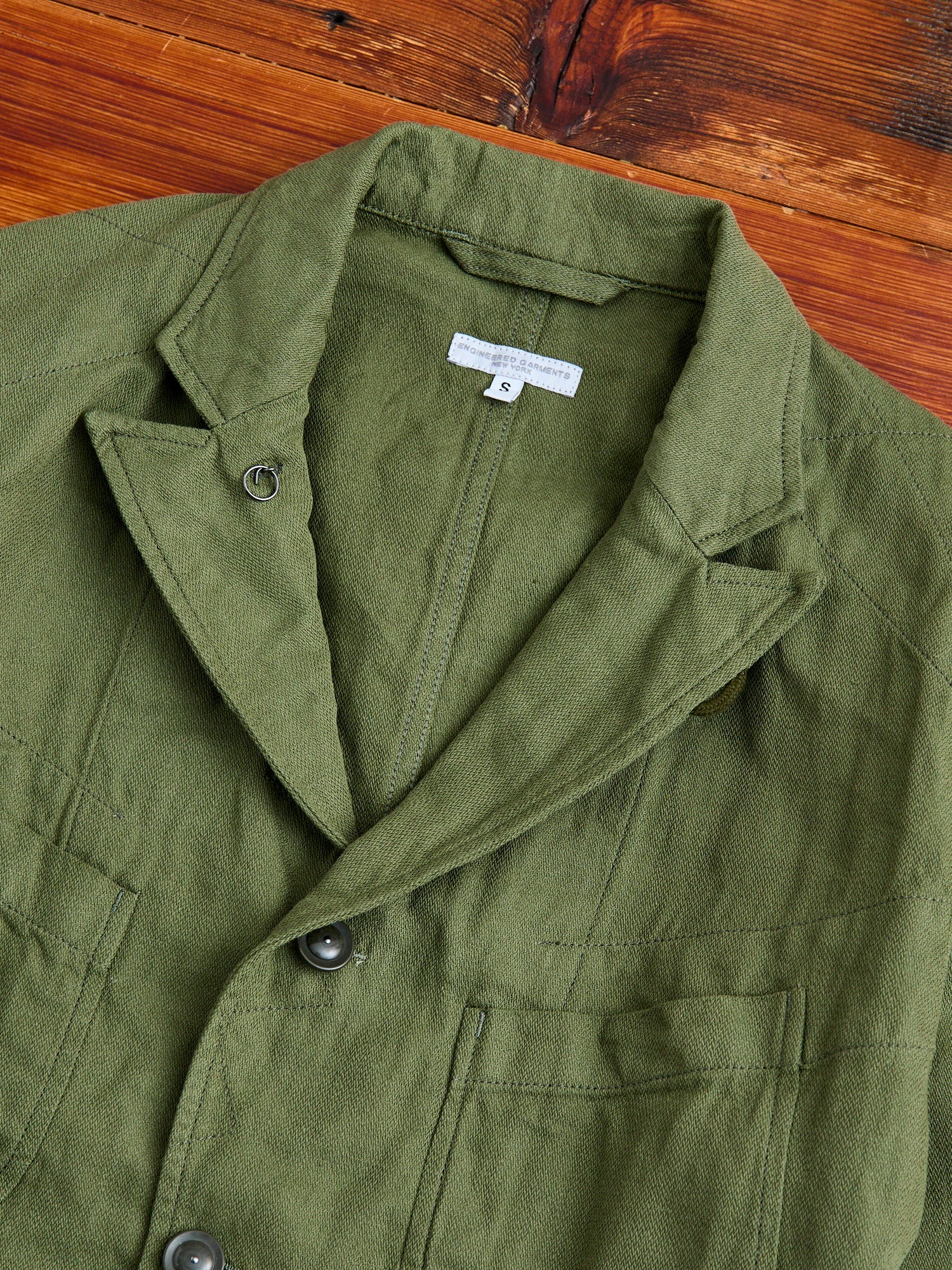 Bedford Jacket in Olive Cotton Hemp Satin - 3