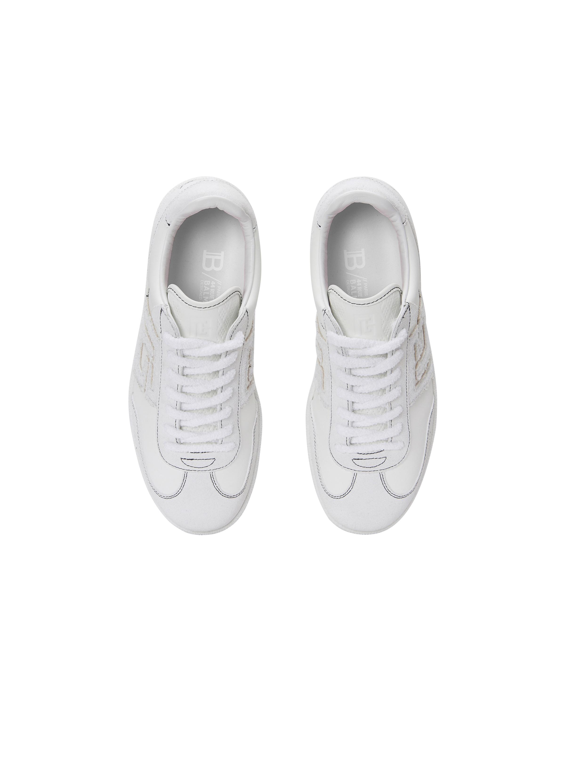 Balmain Swan trainers in calfskin and suede - 3