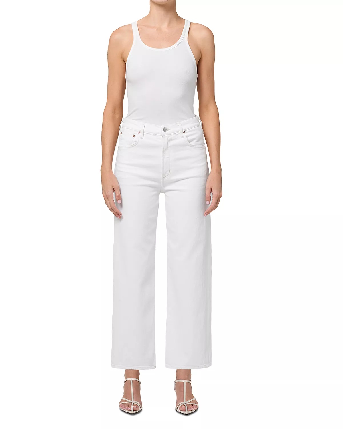 Ren High Rise Wide Leg Jeans in White Wash - 6