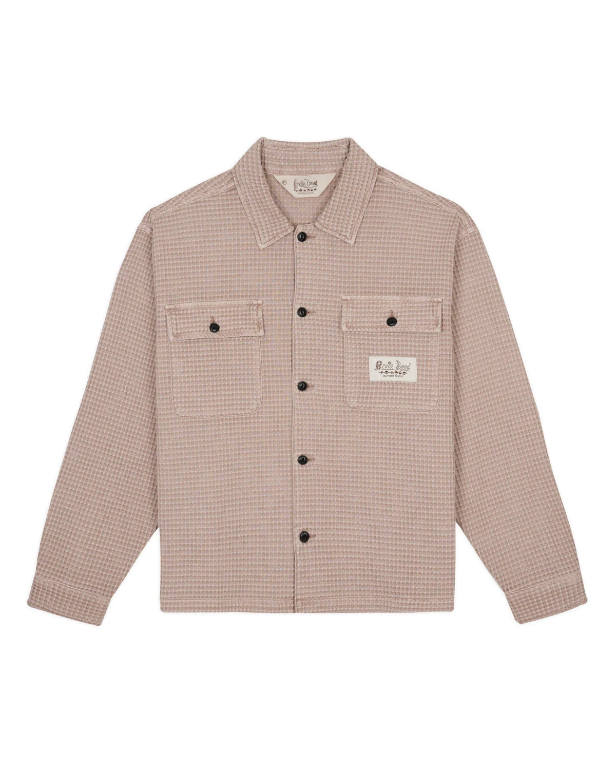 Waffle Button Front Shirt - Sand - 1