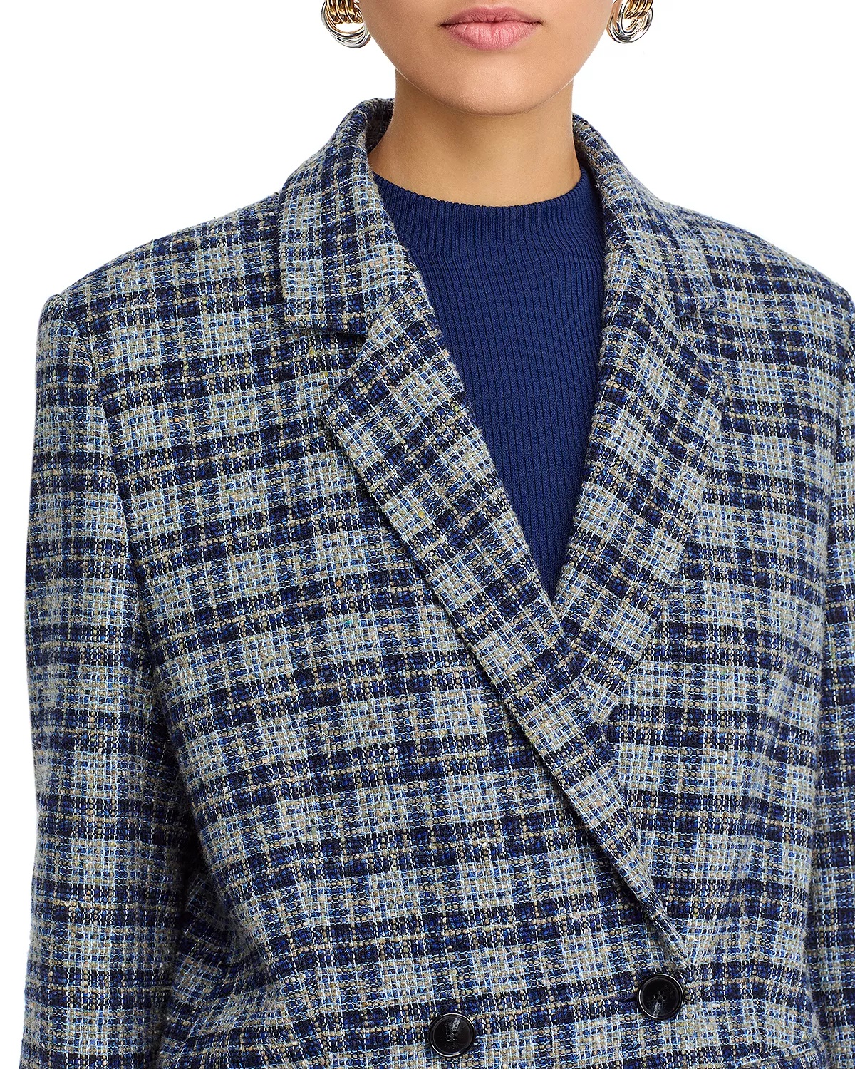 Check Double Breasted Blazer - 7