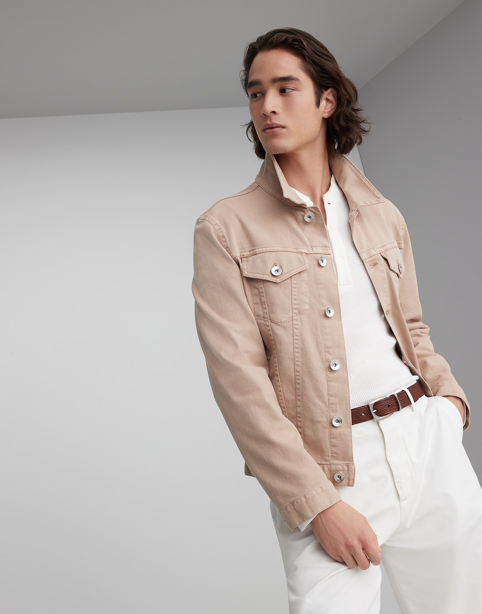 Garment-dyed comfort cotton lightweight denim four-pocket jacket - 4