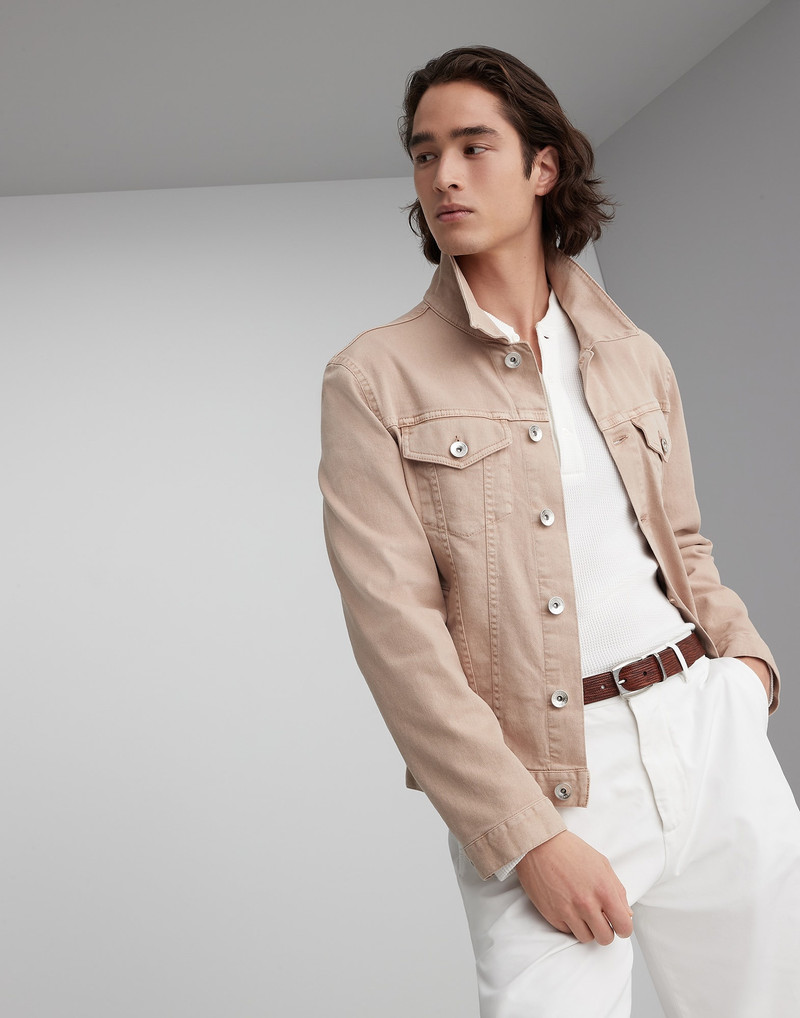 Garment-dyed comfort cotton lightweight denim four-pocket jacket 4