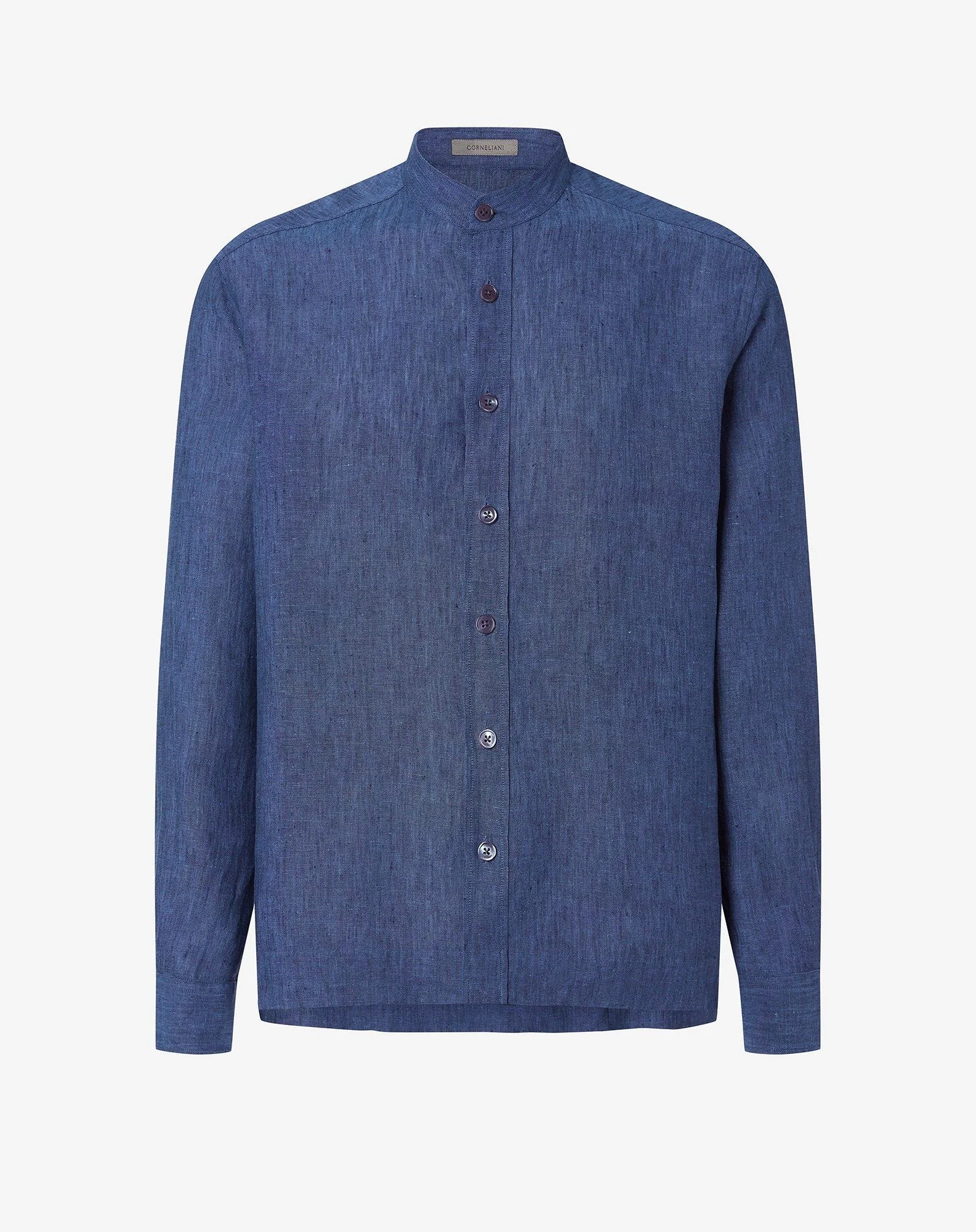 Navy blue pure linen shirt - 1