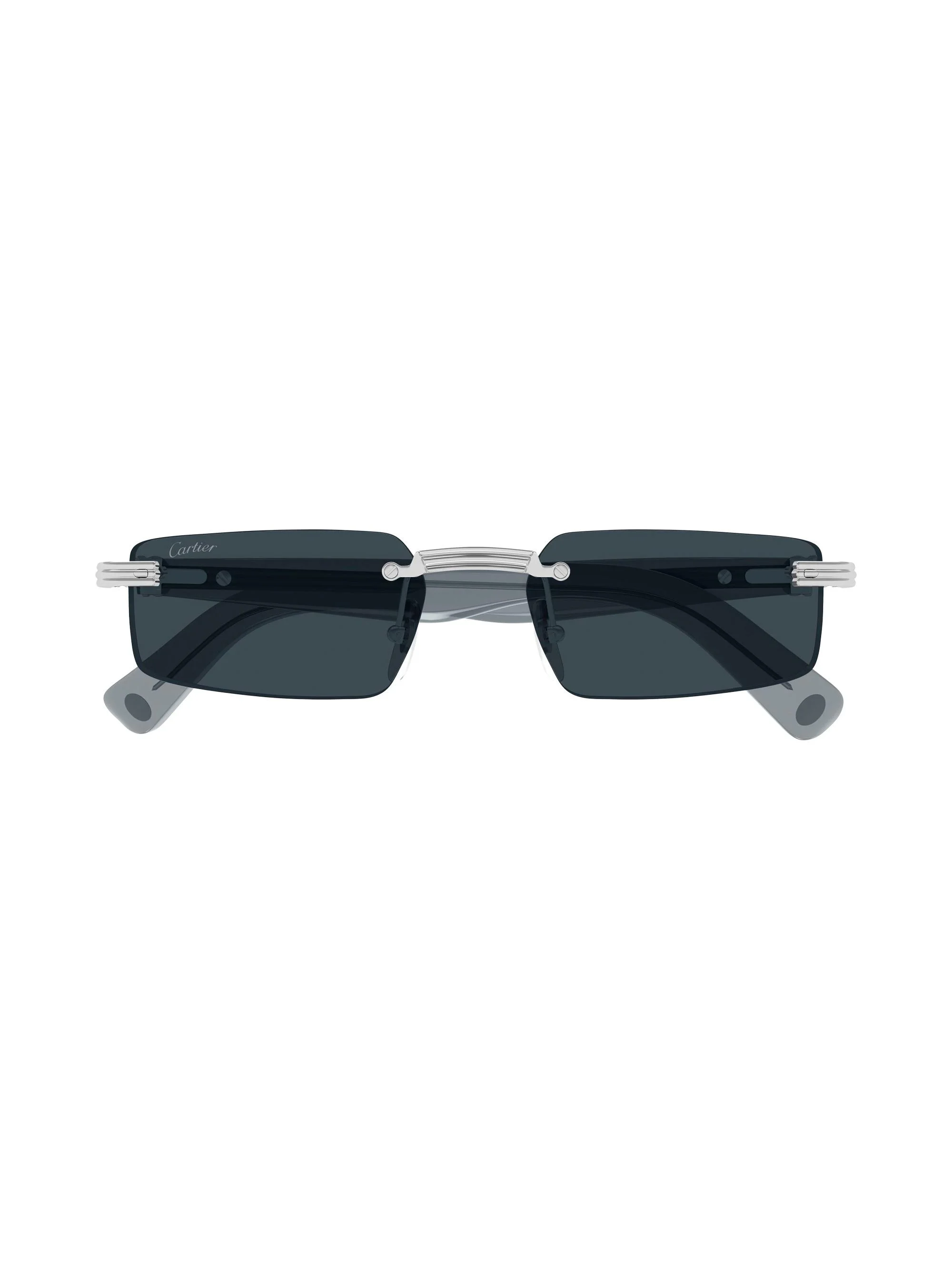 Men's Première De Cartier 55MM Rectangular Sunglasses - Silver Black - 1