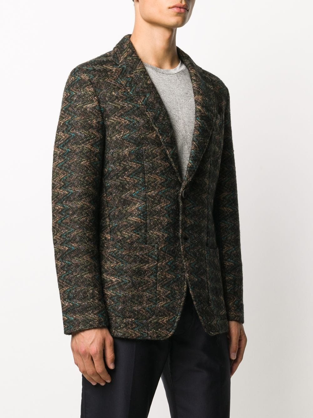 zigzag-patterned blazer - 3