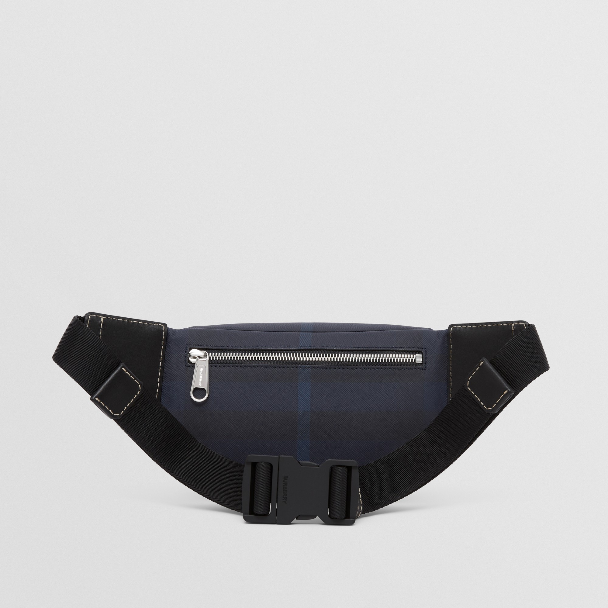 Exaggerated Check and Leather Mini Bum Bag - 8