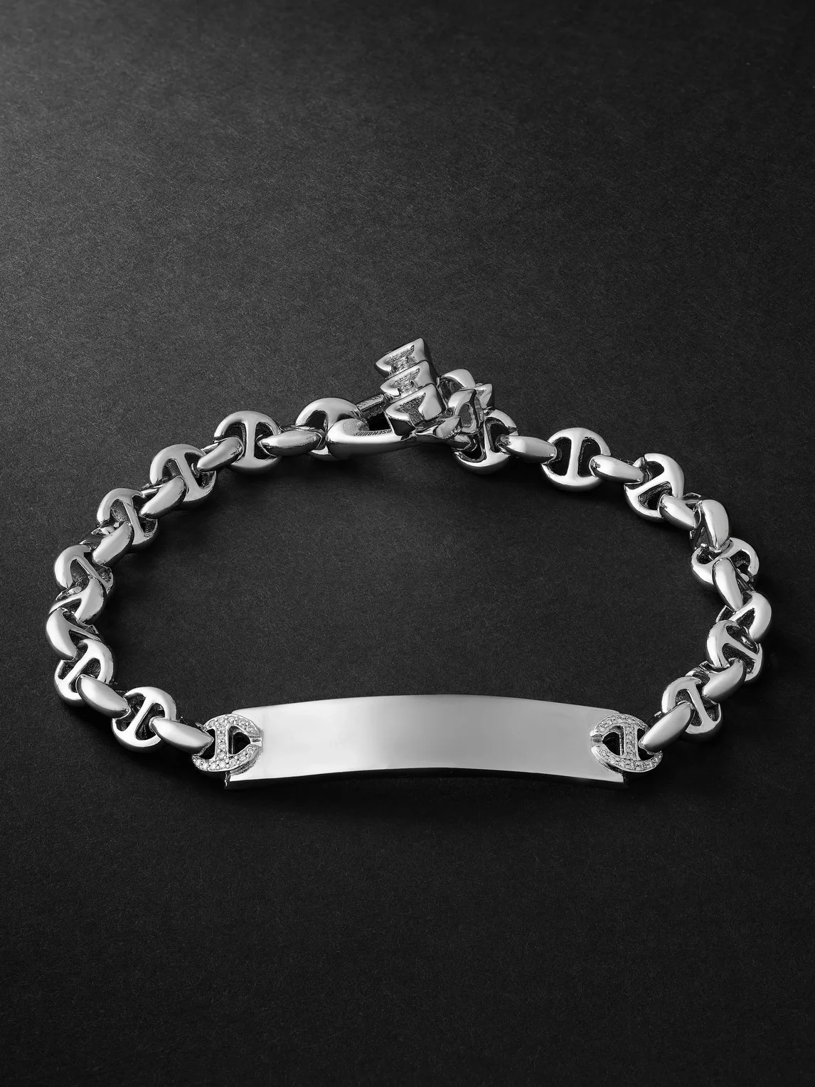 Open-Link Monogram 5mm Sterling Silver Diamond Bracelet - 1
