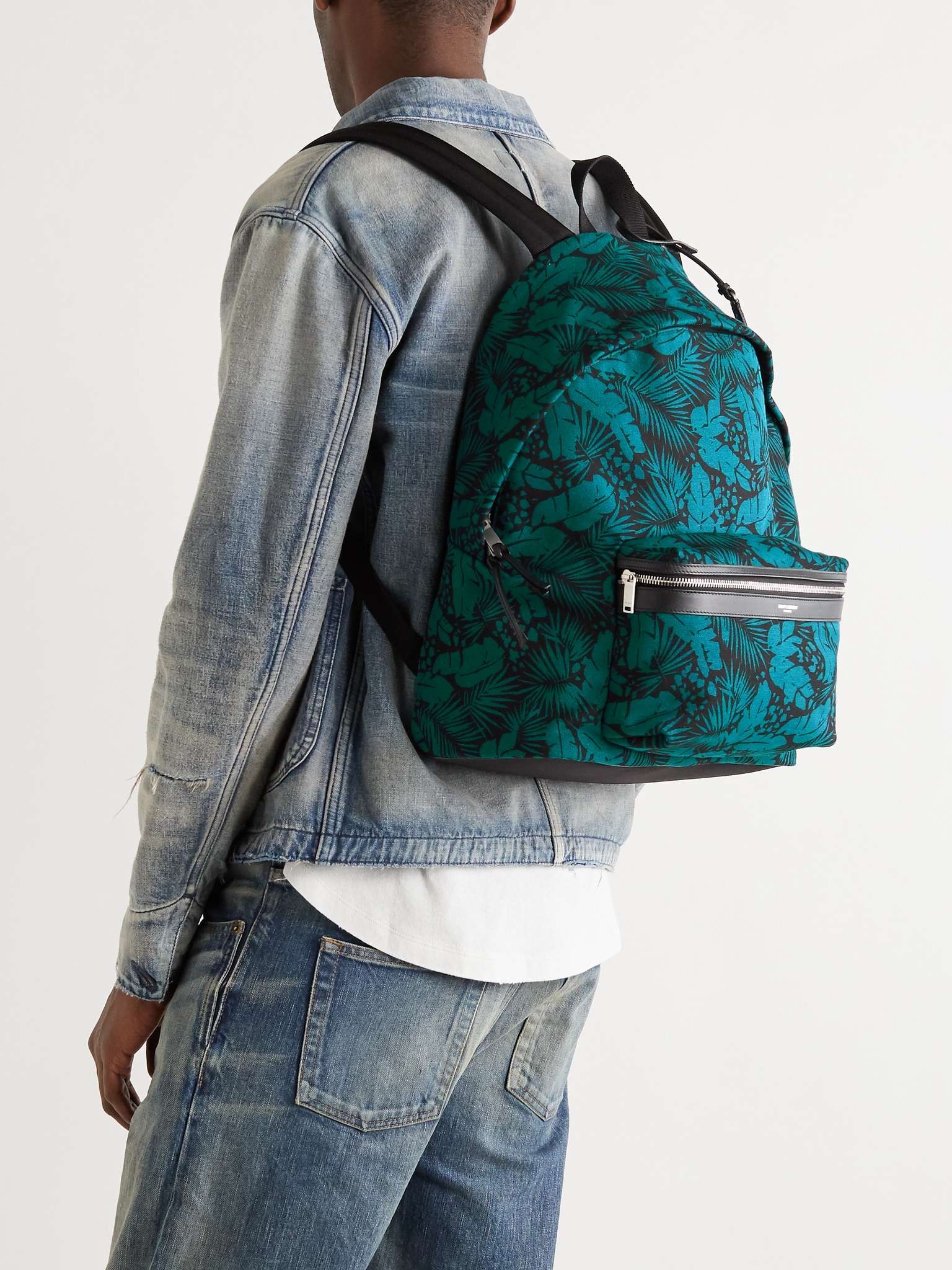 Leather-Trimmed Printed Canvas Backpack - 2