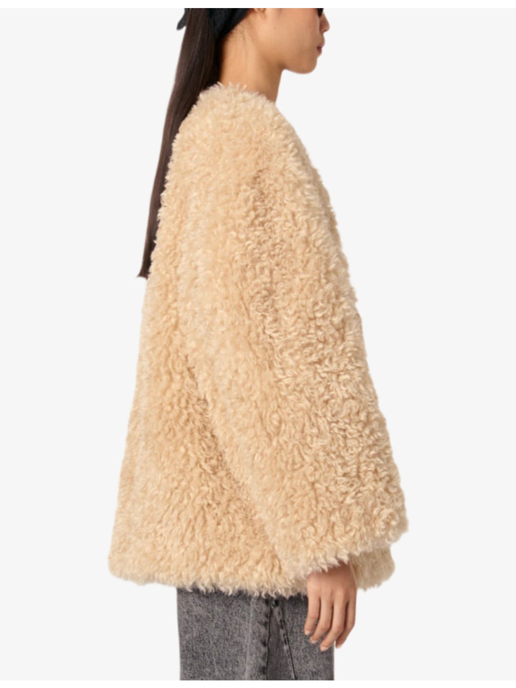 Round-neck relaxed-fit faux-fur coat - 3