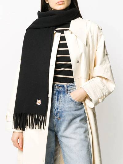 Maison Kitsuné logo-patch fringed scarf outlook