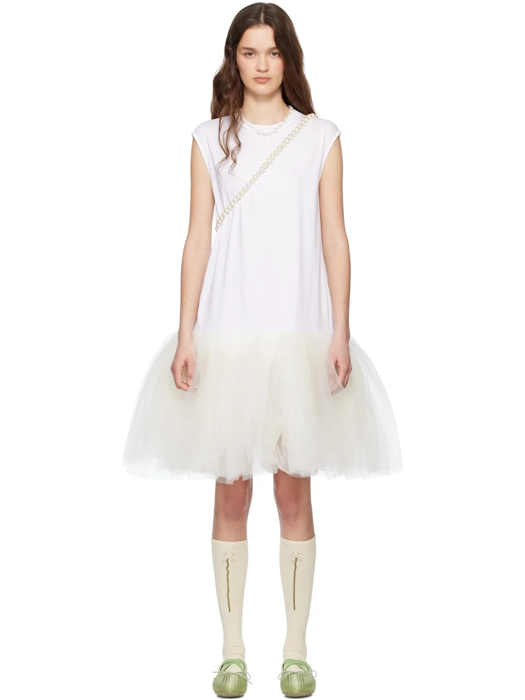 White Relaxed Ballet Tutu Midi Dress - 1