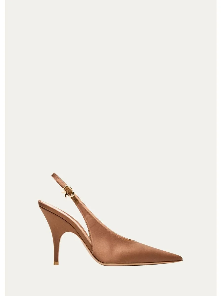 95mm Sofia Crepe Satin Slingback Pumps - 1