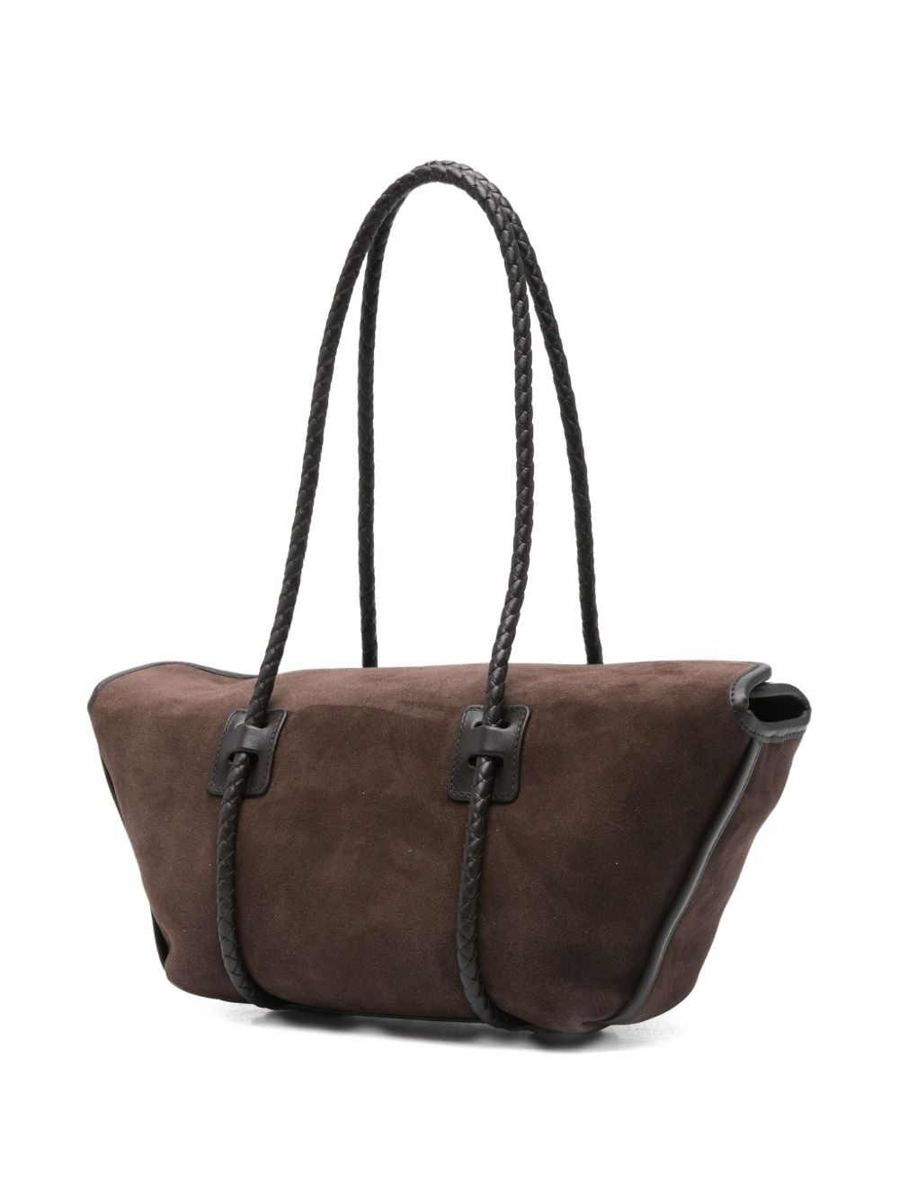 braided-handle suede shoulder bag - 3