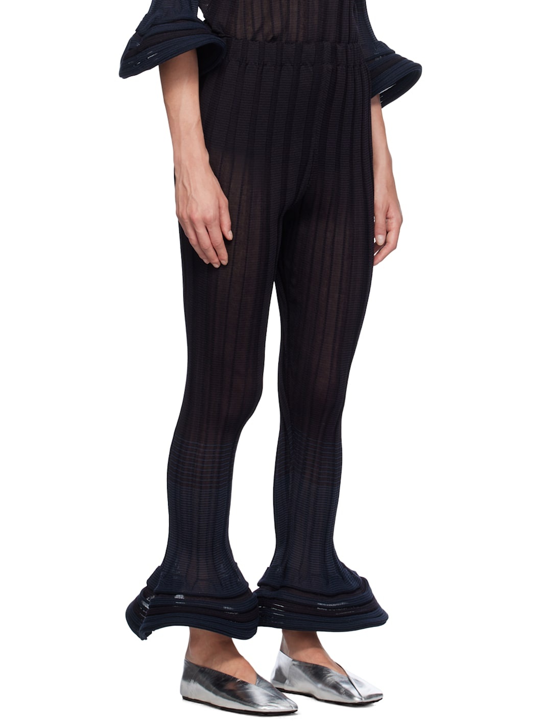 Black & Navy Asagao Trousers - 2