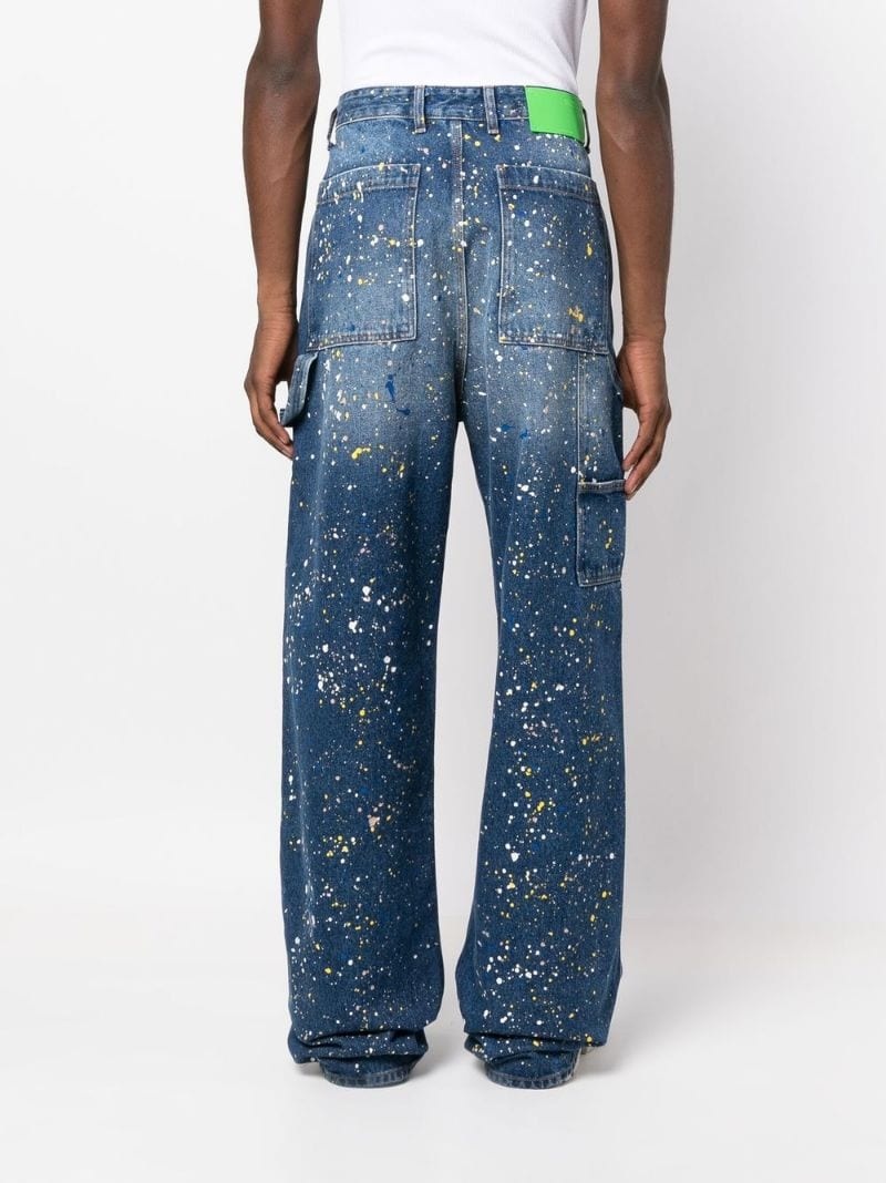 paint-splattered wide-leg jeans - 4
