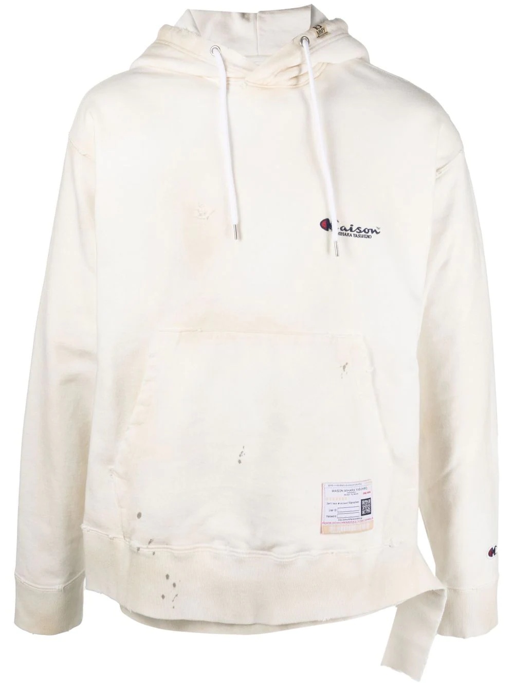 distressed logo-print hoodie - 1