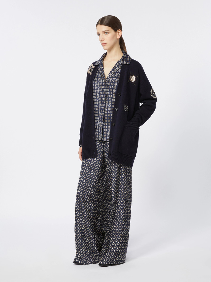 Max Mara Long wool and cashmere cardigan - ULTRAMARINE outlook