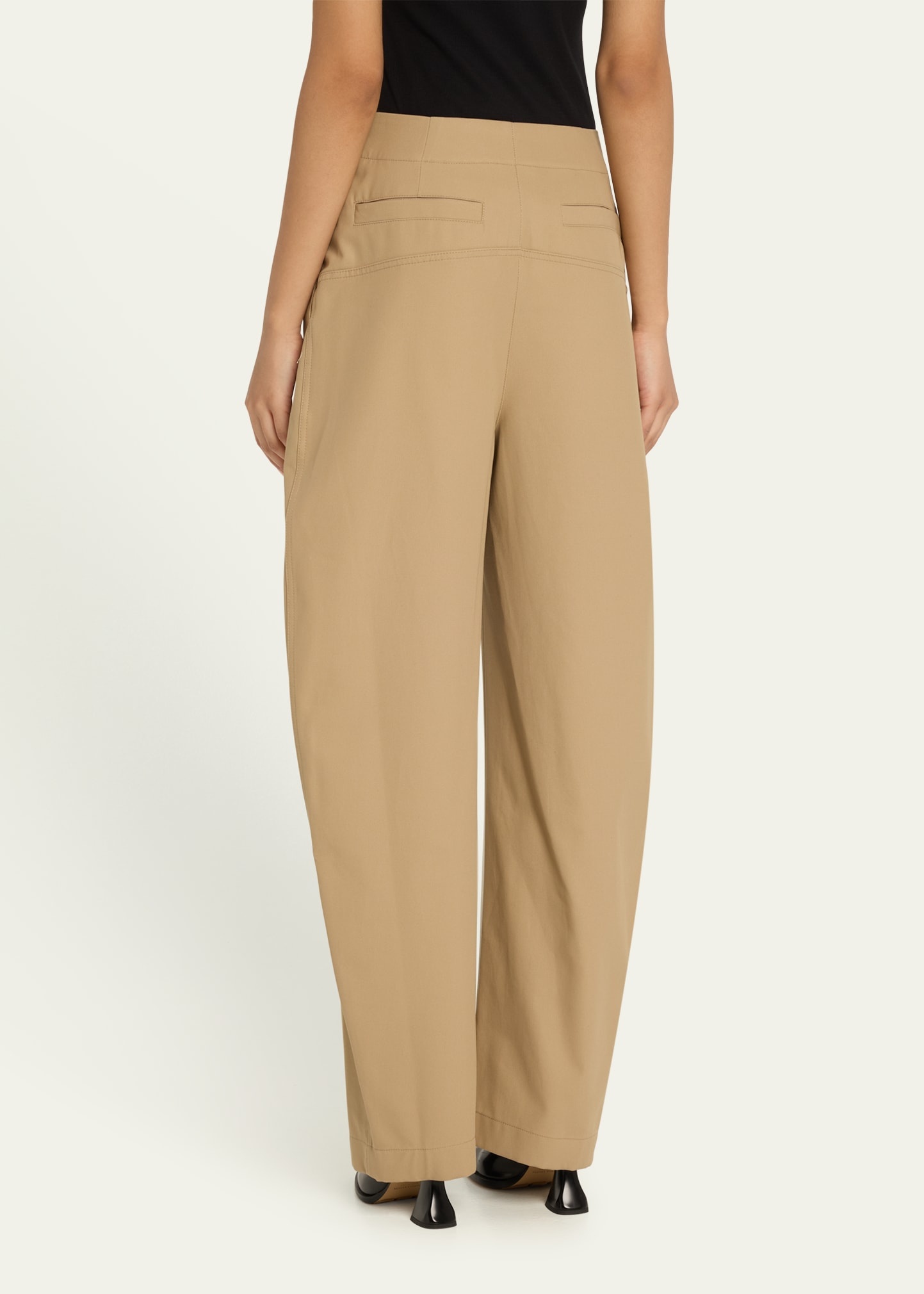 Fluid Cotton Twill Wide Leg Trousers - 3