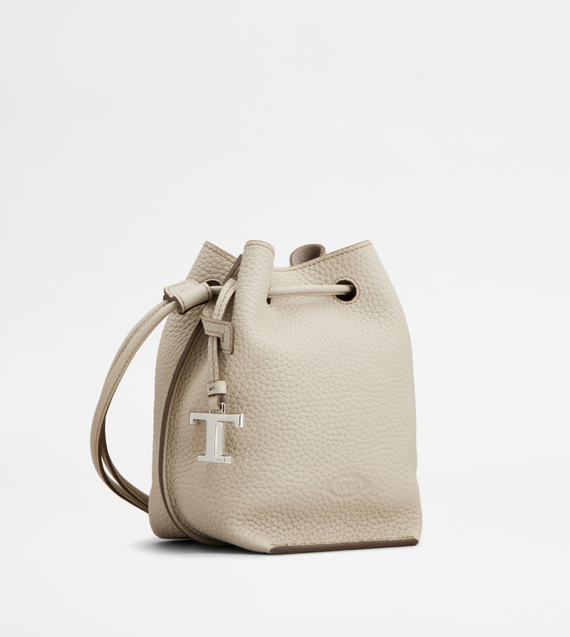 BUCKET BAG IN LEATHER MICRO - OFF WHITE 2