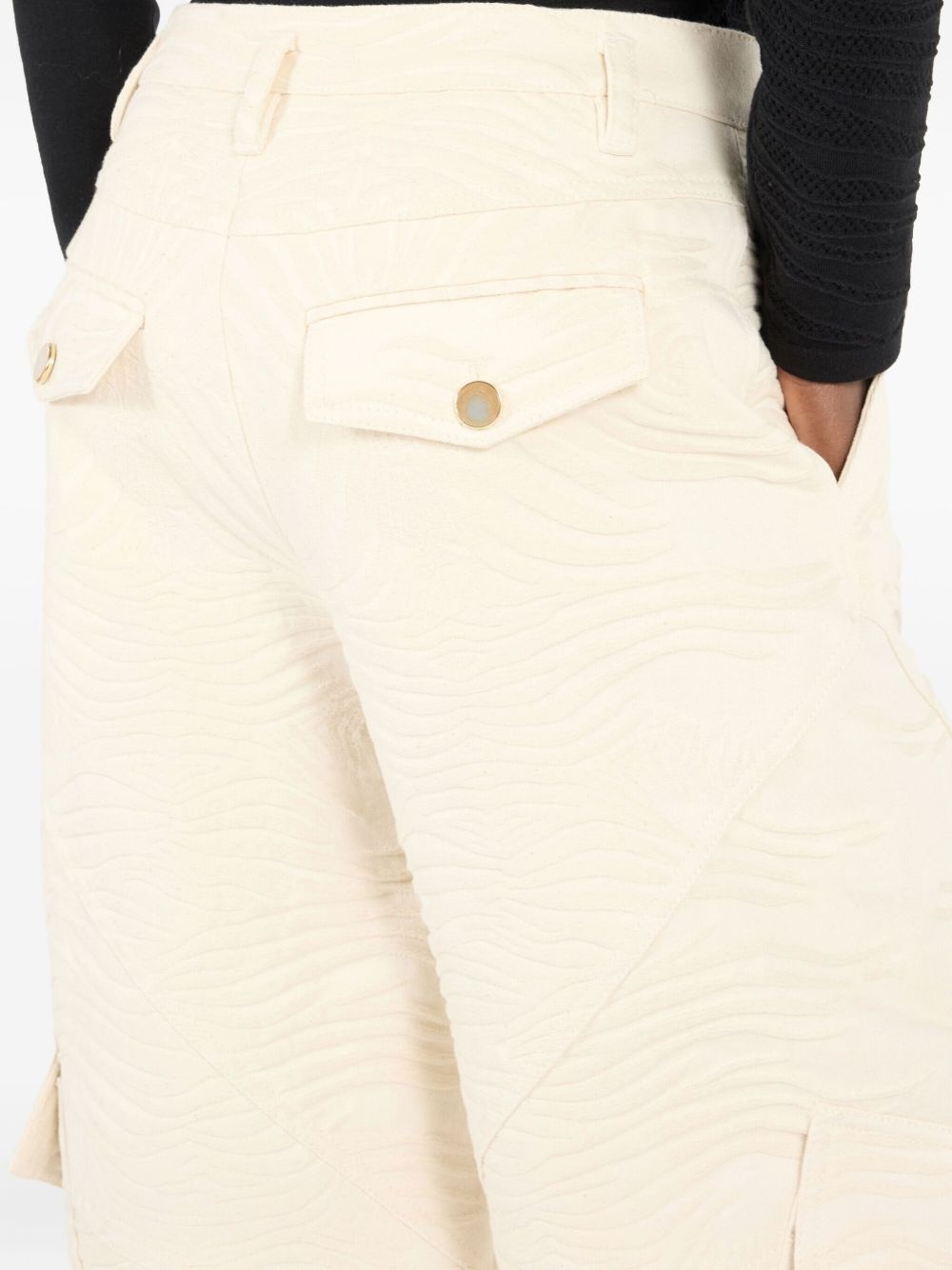 zebra-jacquard cargo trousers - 6