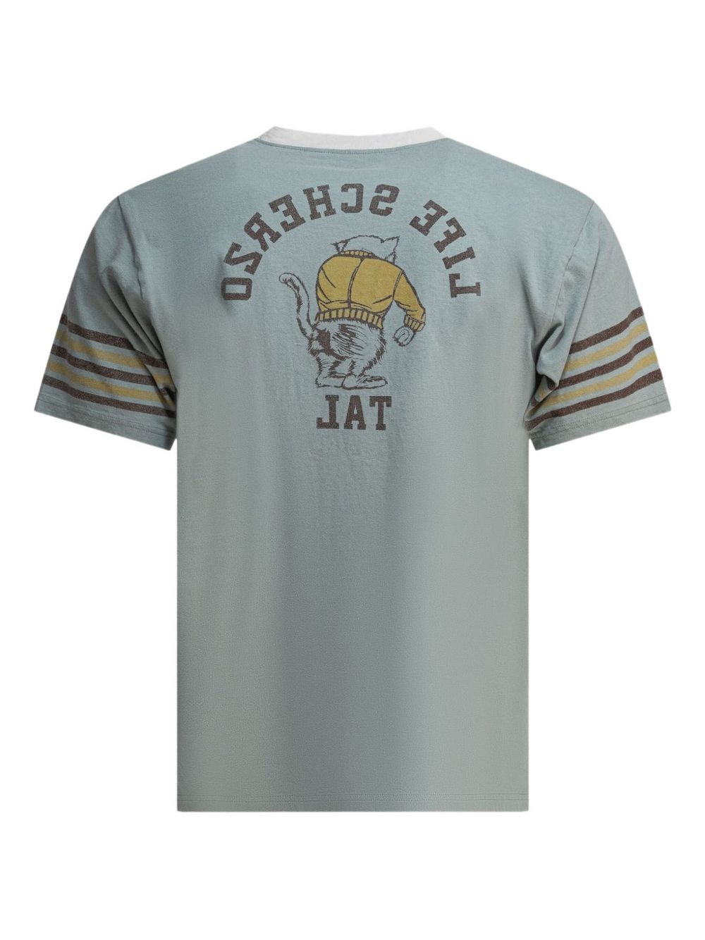 graphic striped-sleeve T-shirt - 2