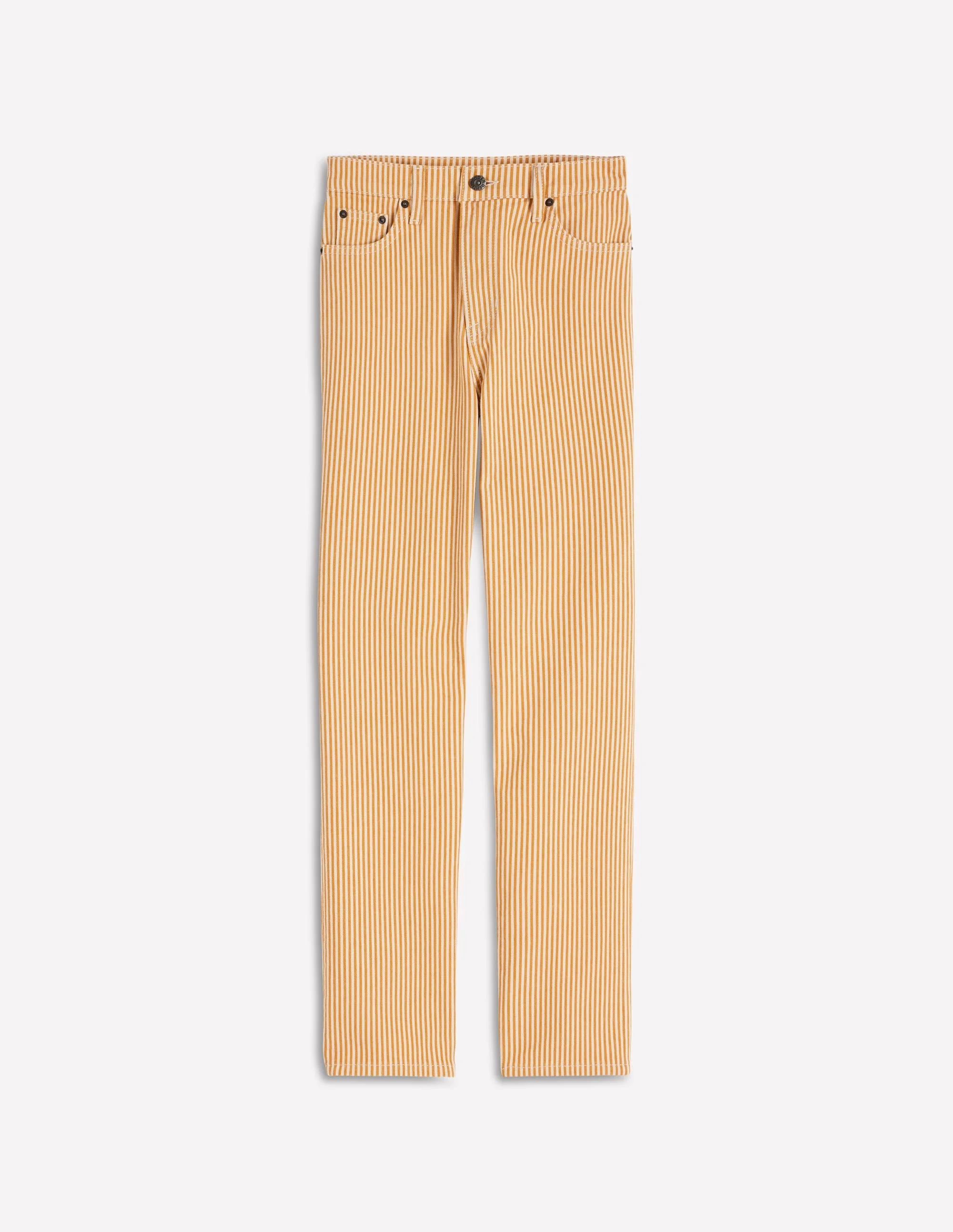 High Rise Straight Jeans-Yellow Stripe - 1