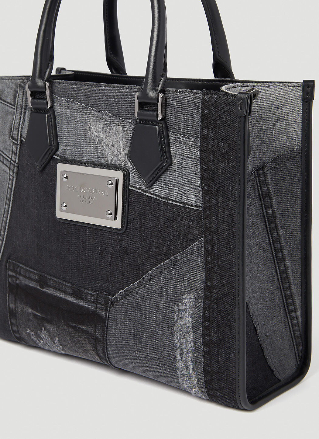 Small Patchwork Denim Tote Bag - 5
