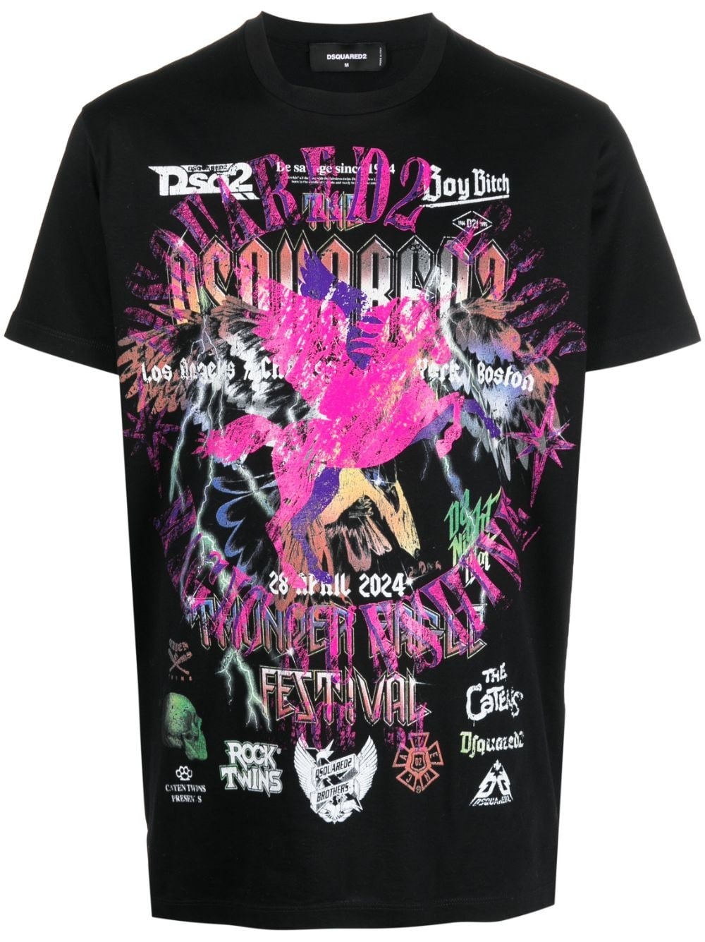 Tシャツ・カットソー DSQUARED2 COTTON T-SHIRT WITH DSQUARED2 MILANO PRINT Dsqaured2 cotton T-shirt with rubberized print for men