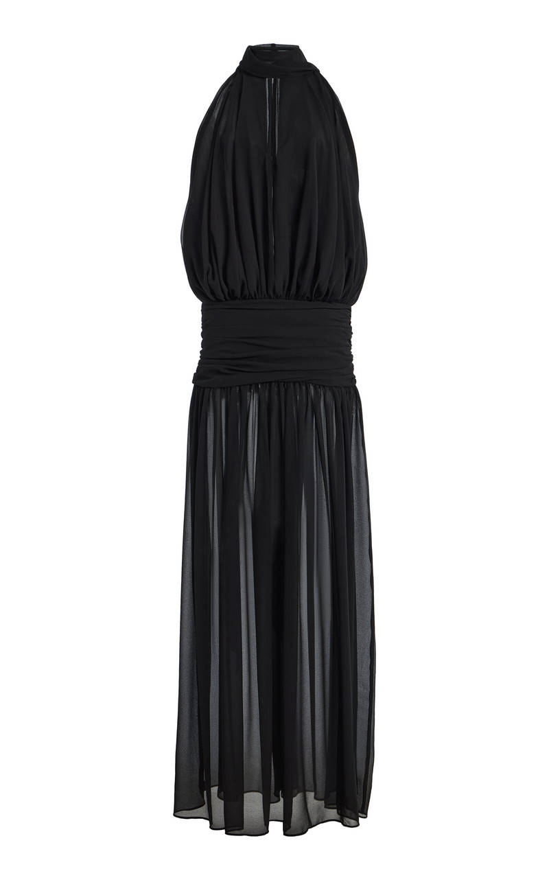 Cruz Crepe Tie-Neck Maxi Dress black 1