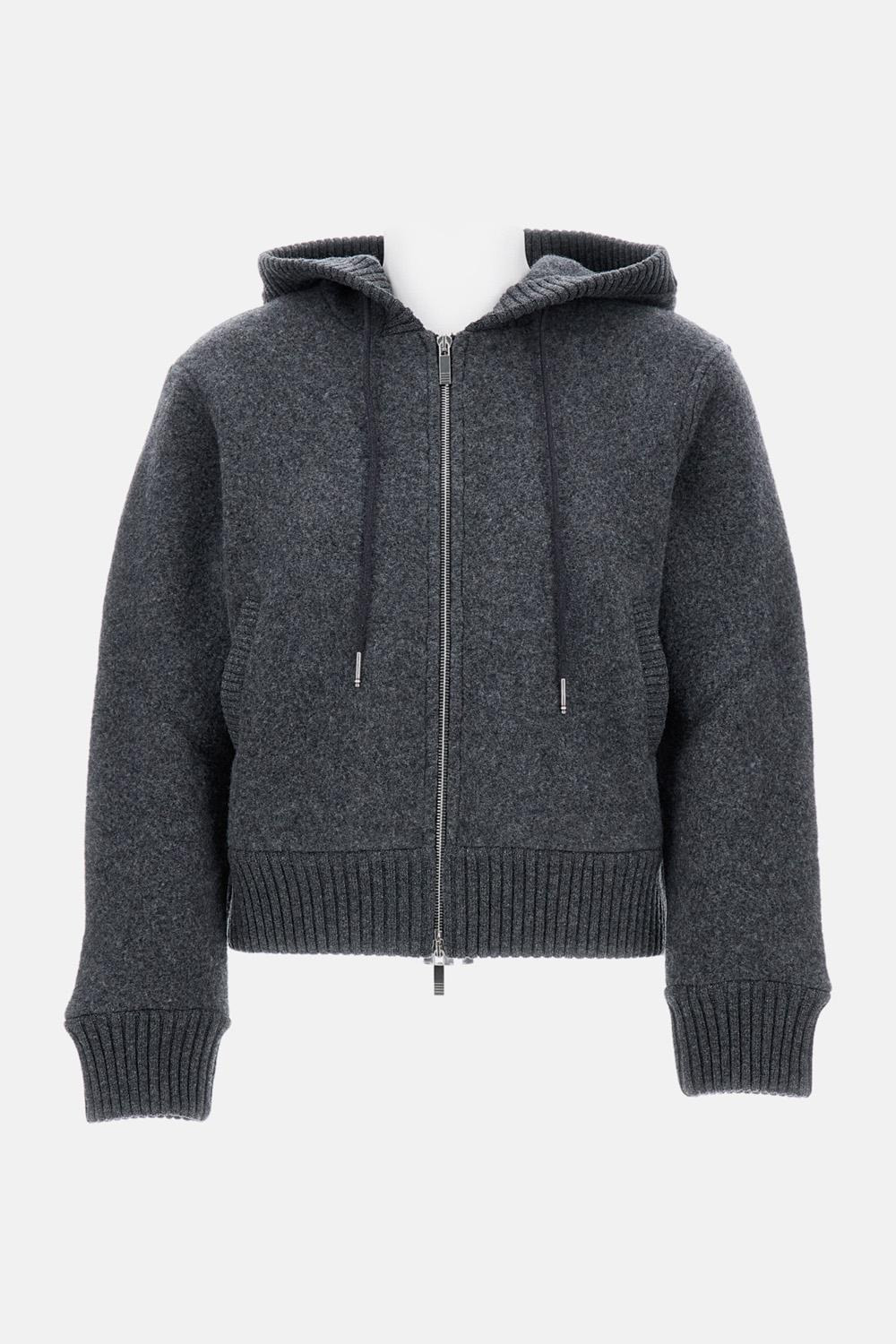 ZIP UP HOODIE IN WOOL - 1
