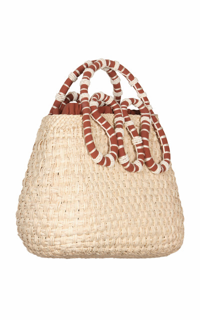 Johanna Ortiz Small Villages Palm and Leather Mini Bucket Bag white outlook