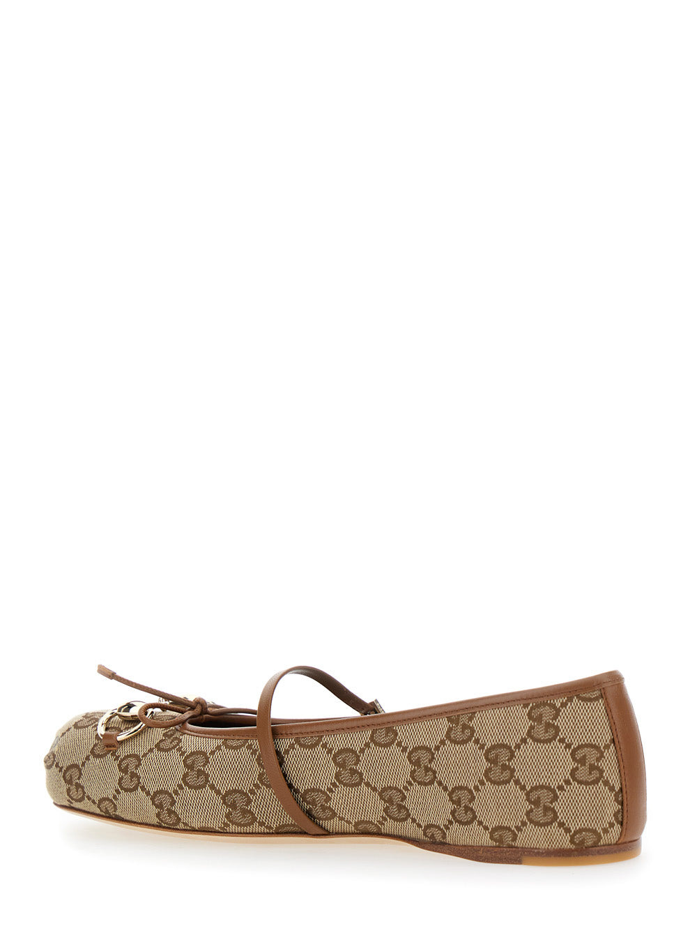 Gucci Women Brown Ballet Shoes With Horsebit And Bow On The Front In Gg Canvas Woman - 3