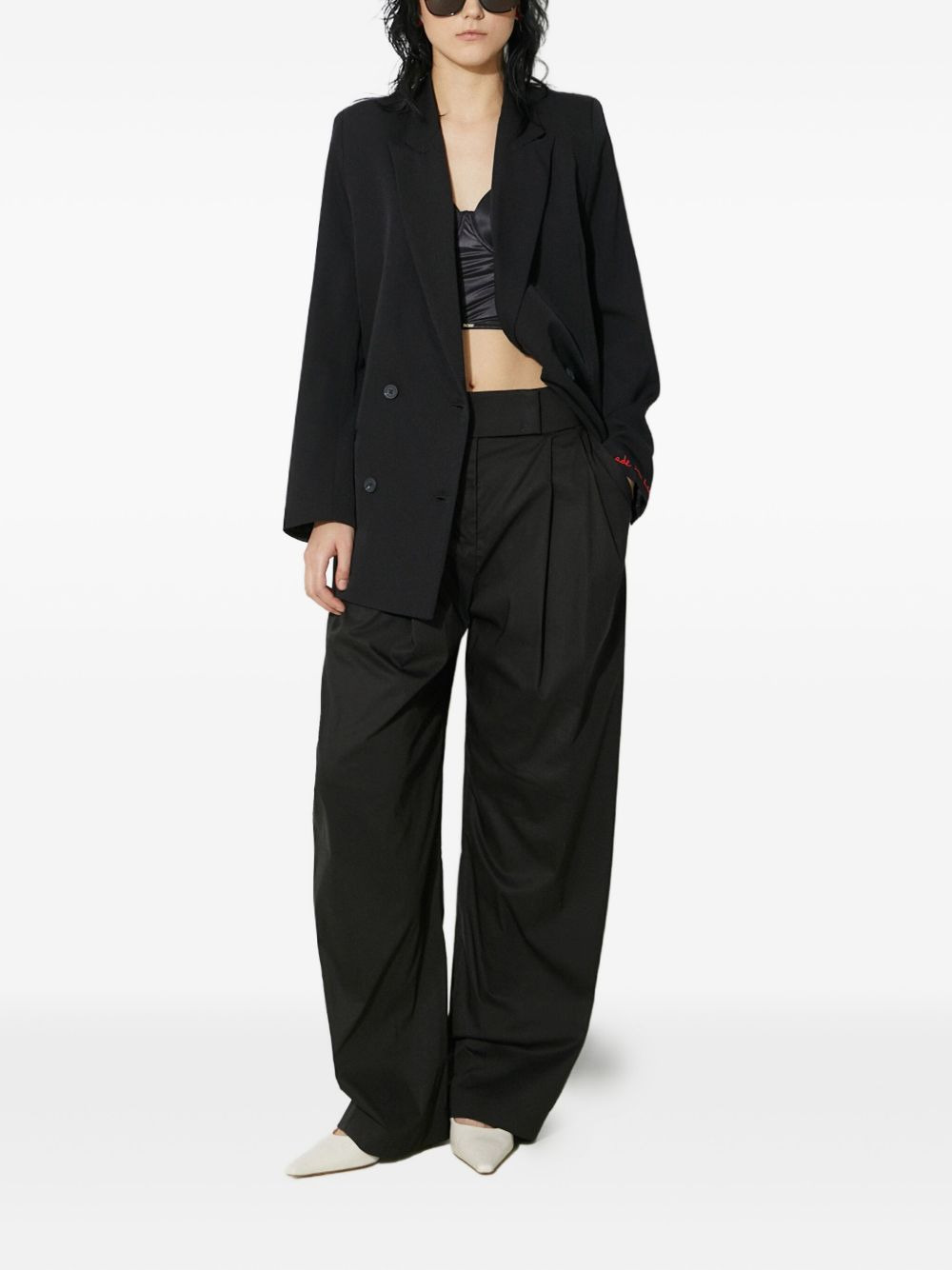 double-breasted embroidered blazer - 2