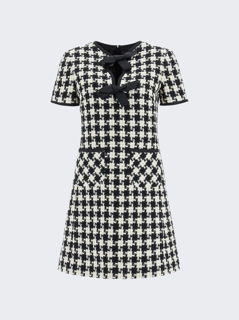 Damier Light Tweed Short Dress Ivory And Black - 1