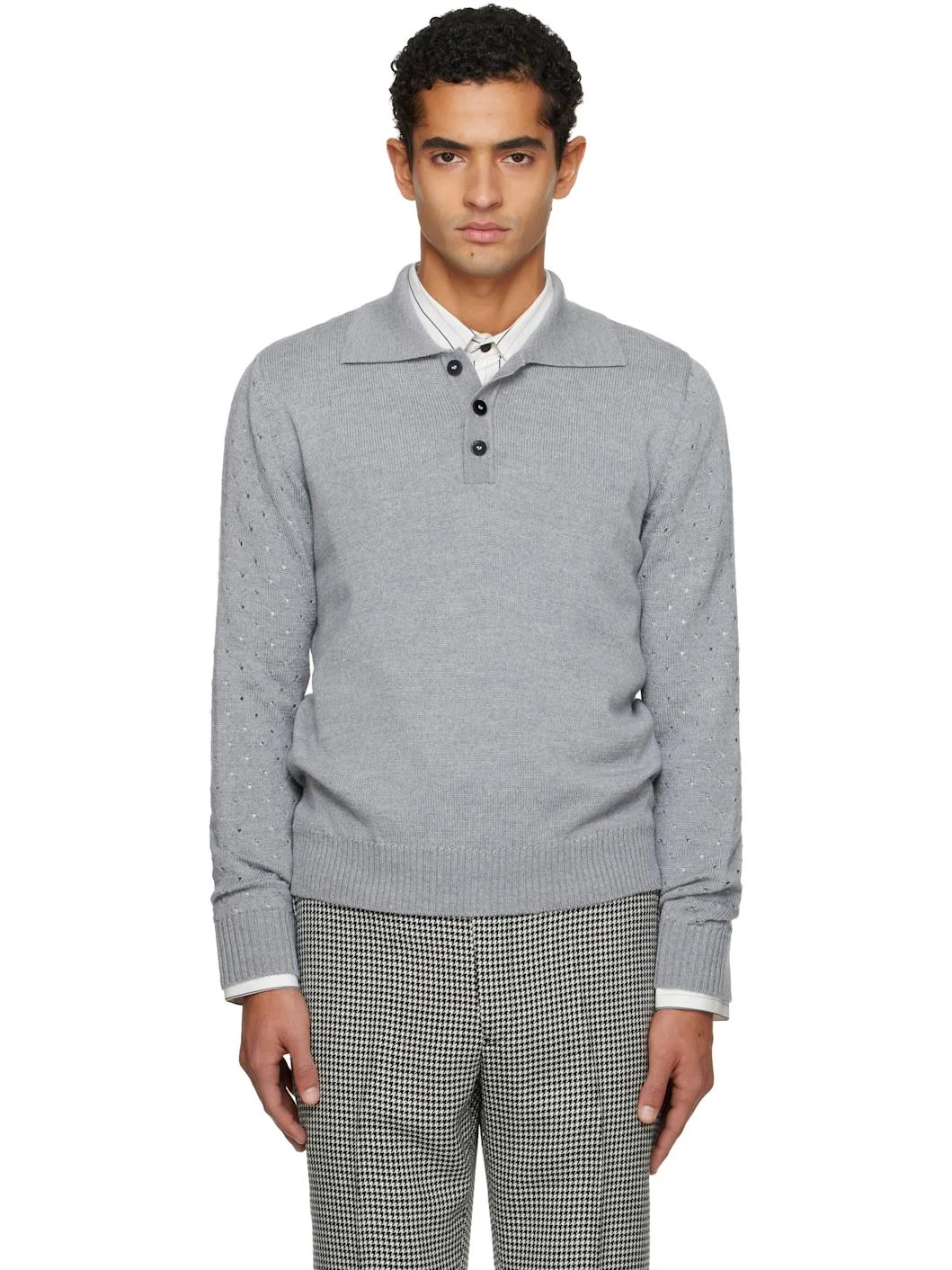 Gray Polka-Dot Polo - 1