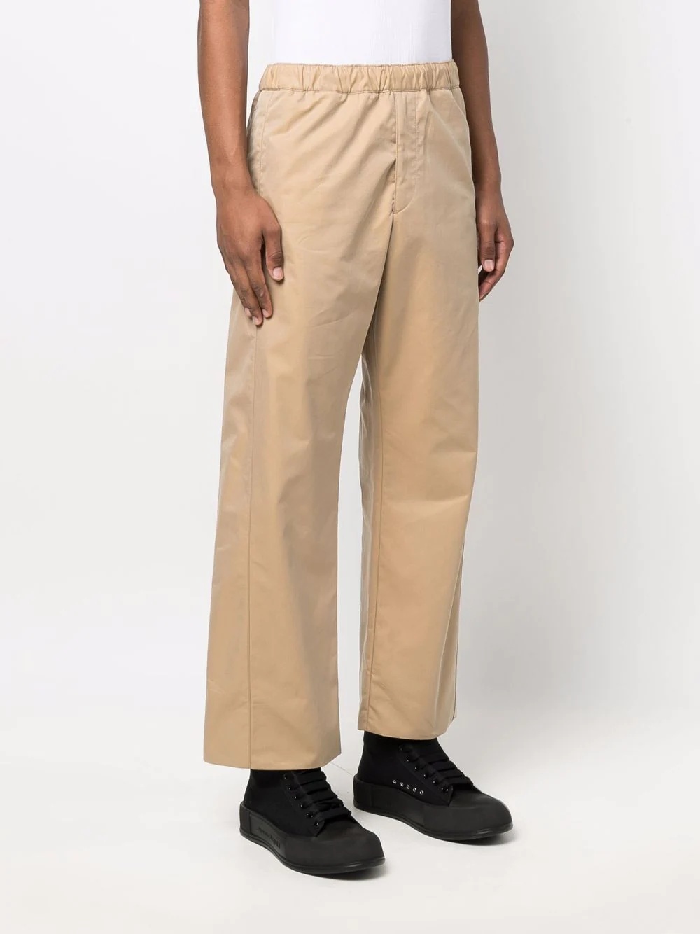 elasticated waistband straight trousers - 3