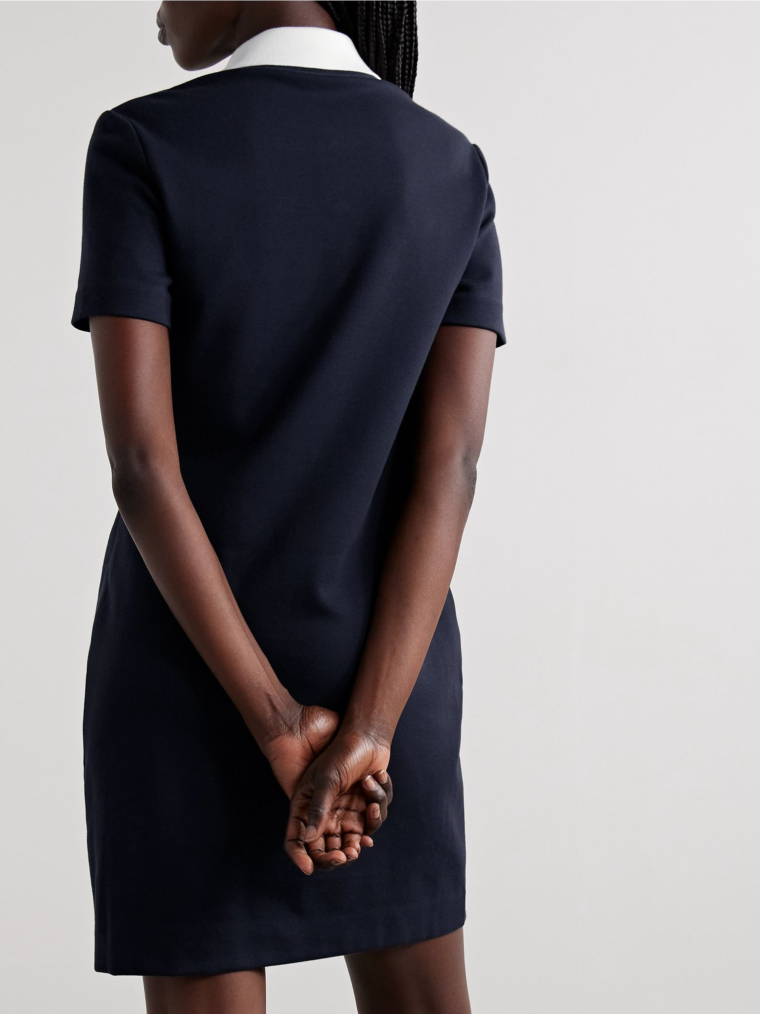 Cotton-blend jersey mini dress Navy - 3