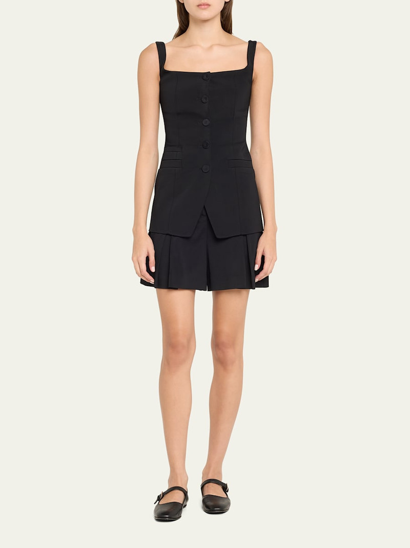 Another Tomorrow Square-Neck Buttoned Top outlook