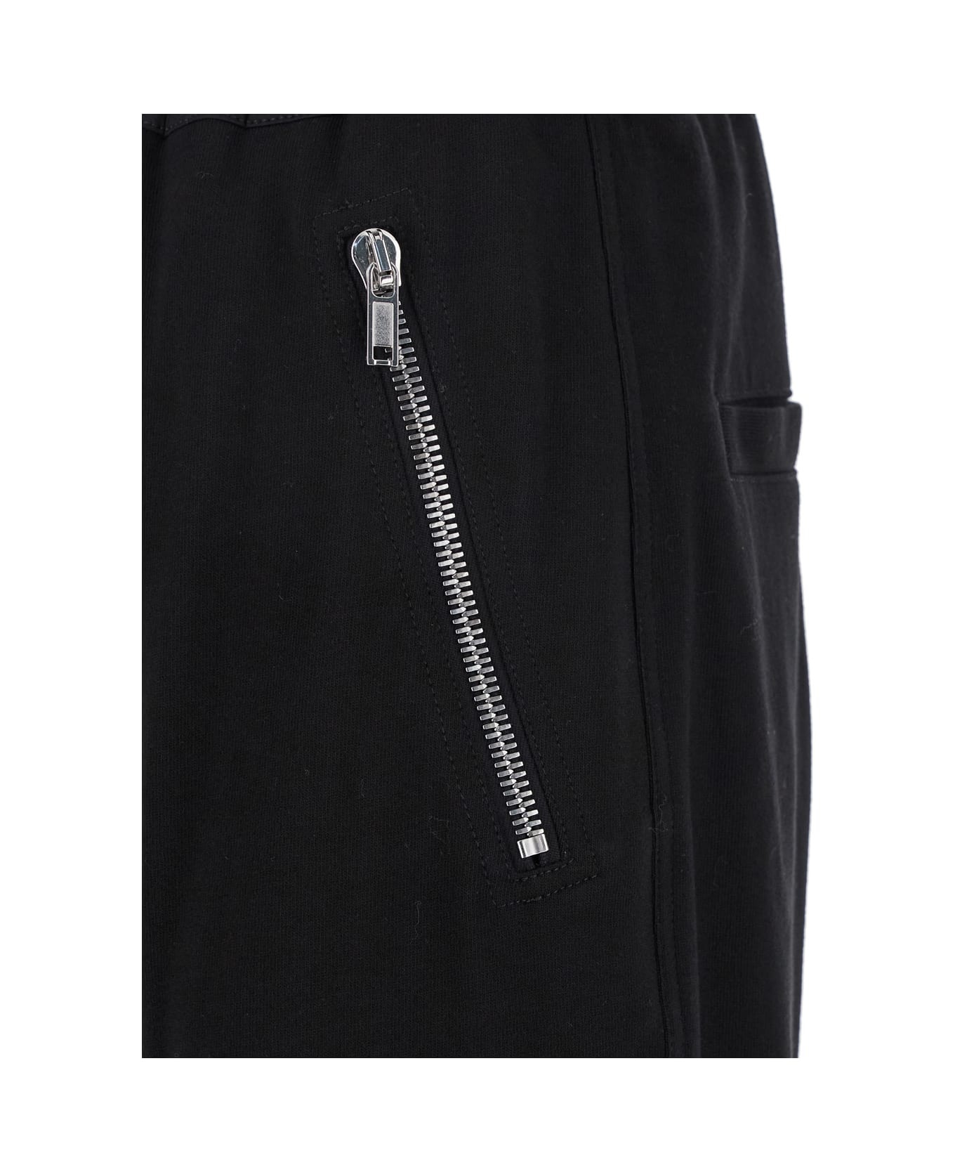 Black Track Pants With Oversized Drawstring In Wool Man - 3