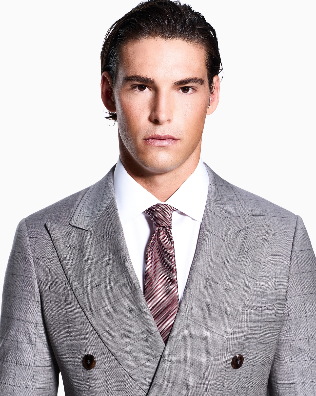ROYAL LINE DOUBLE-BREASTED SUIT IN WINDOWPANE CHECK VIRGIN WOOL - 4