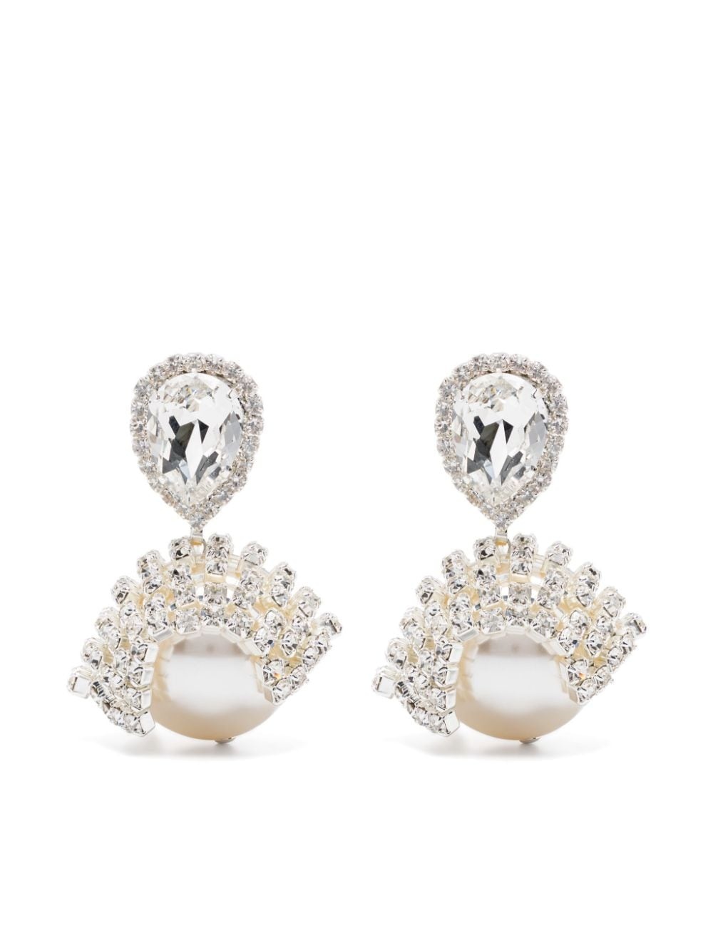 crystal-embellished clip-on earrings - 1