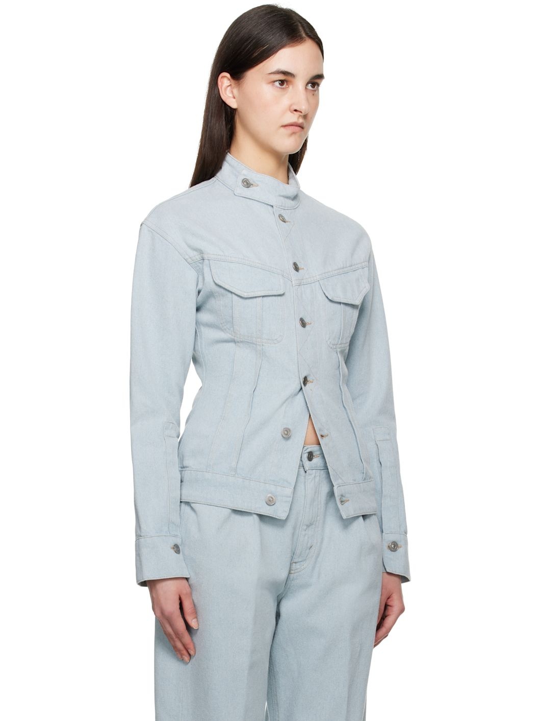 Blue Sculptural Denim Jacket - 2