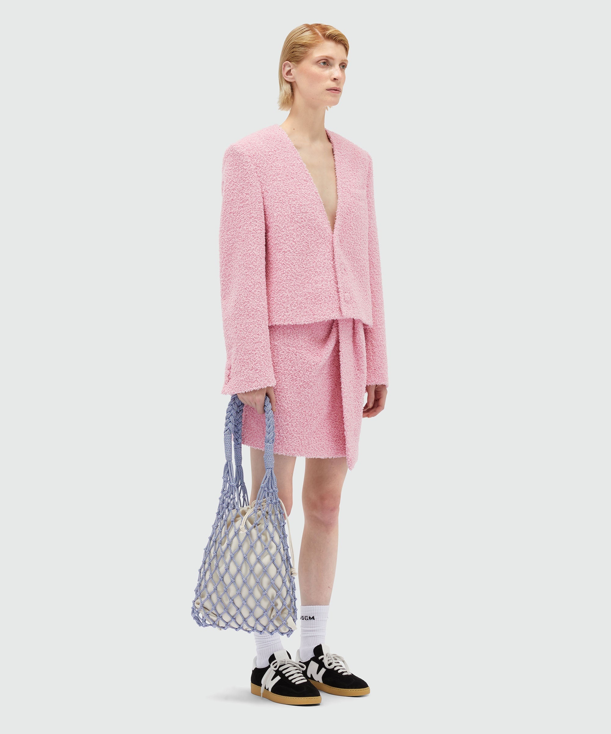 Short skirt in pink sponge-effect tweed - 4