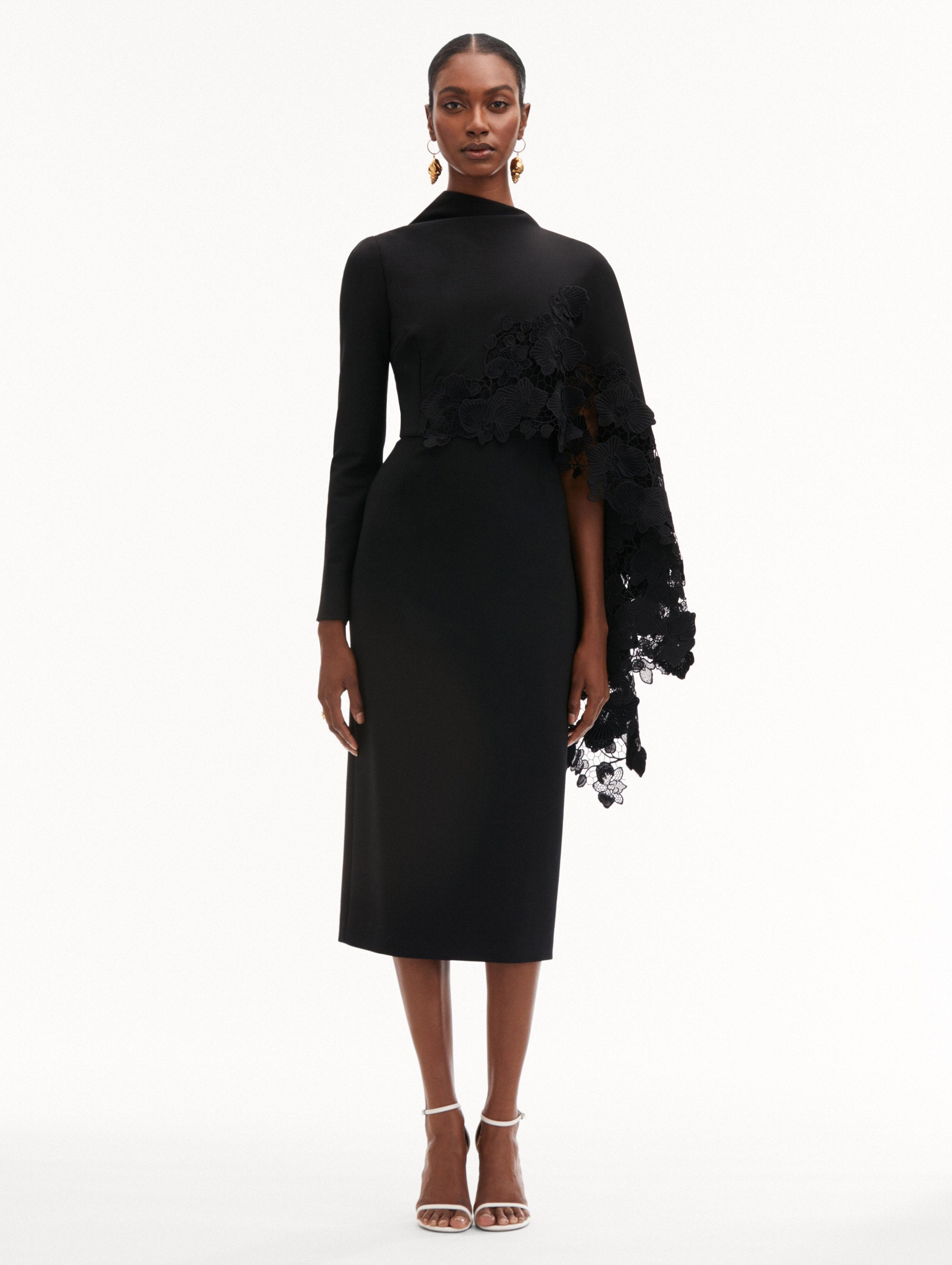 ORCHID GUIPURE CAPE MIDI DRESS - 2