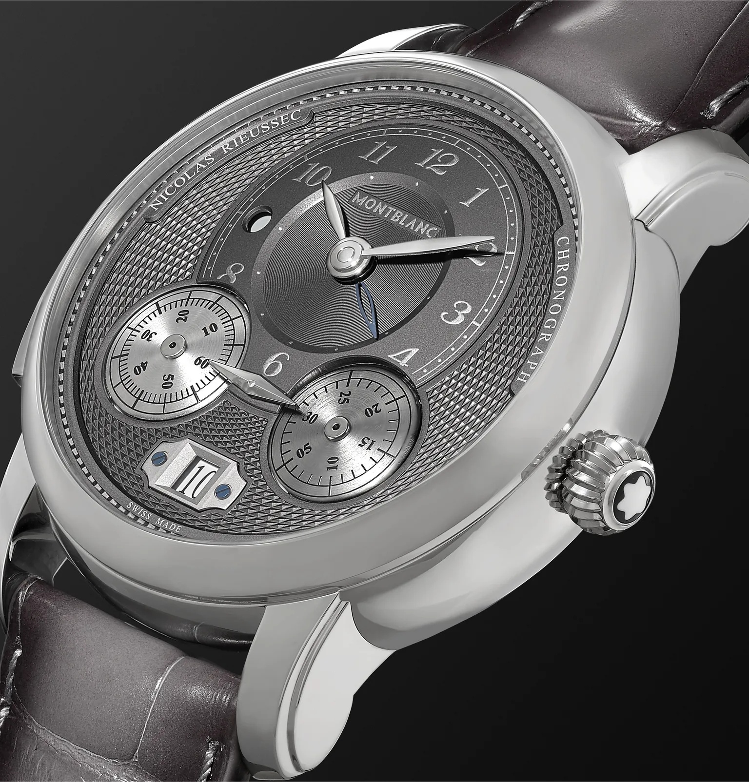 Star Legacy Nicolas Rieussec Automatic Chronograph 44mm Stainless Steel and Alligator Watch, Ref. No - 4