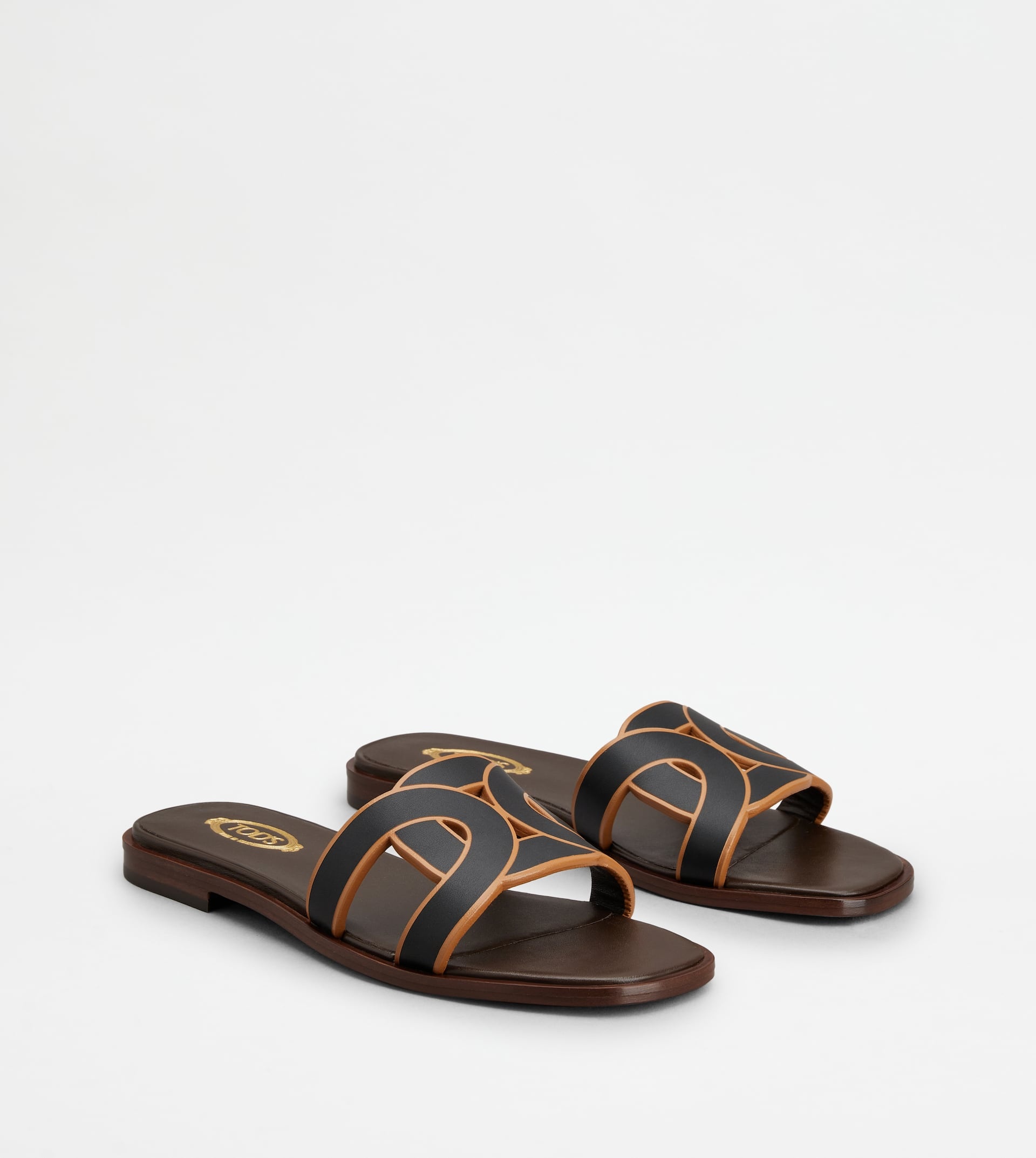 SANDALS IN LEATHER - BROWN, BLACK - 2