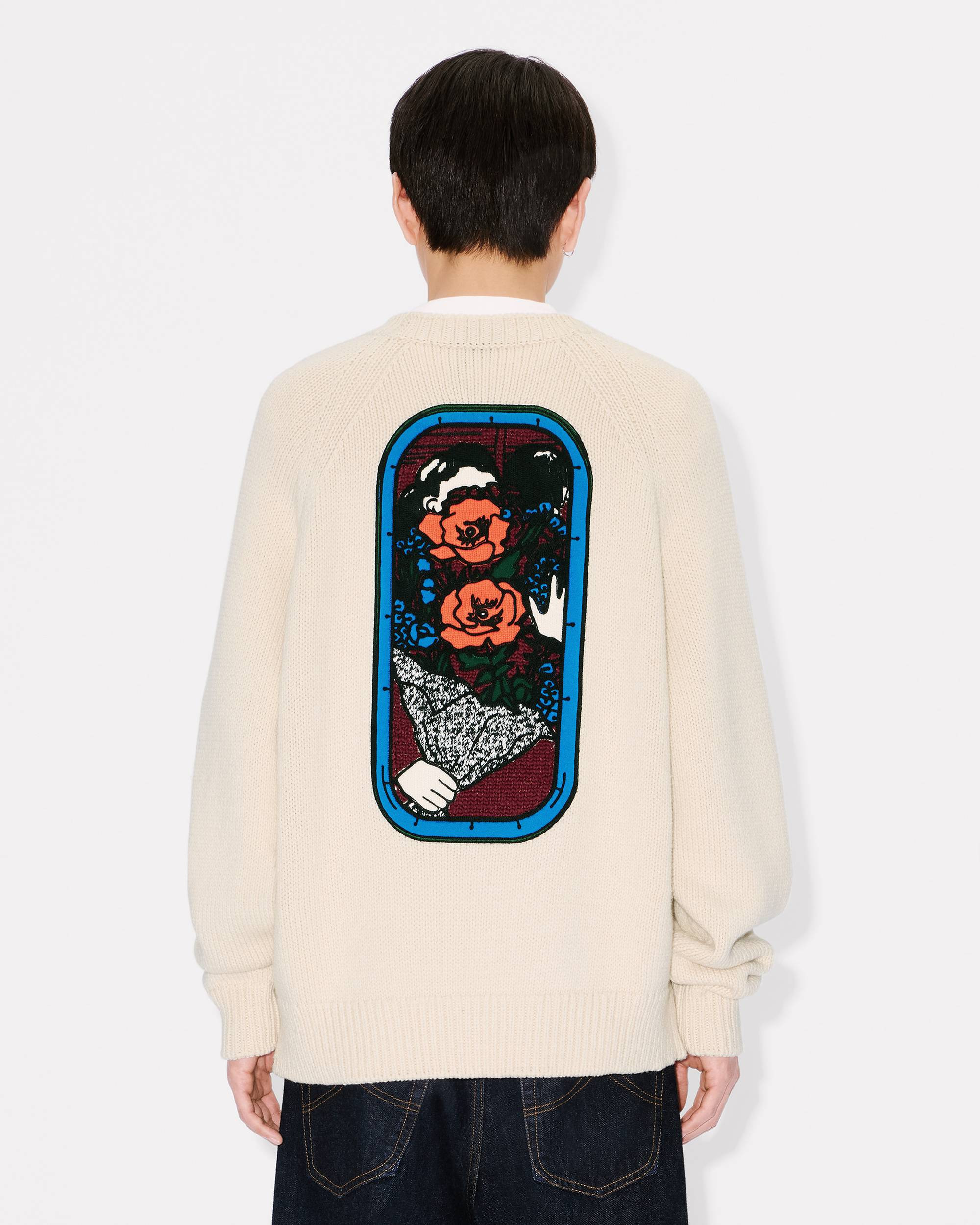 'KENZO City' embroidered knitted jumper in cotton wool - 4